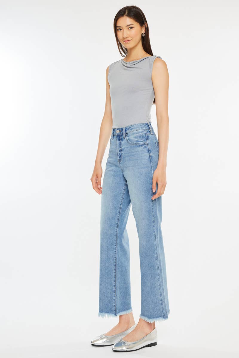 High Rise Slim Wide Leg Medium Wash Jeans