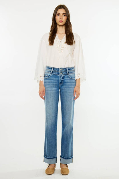 Mid Rise True Straight Jeans