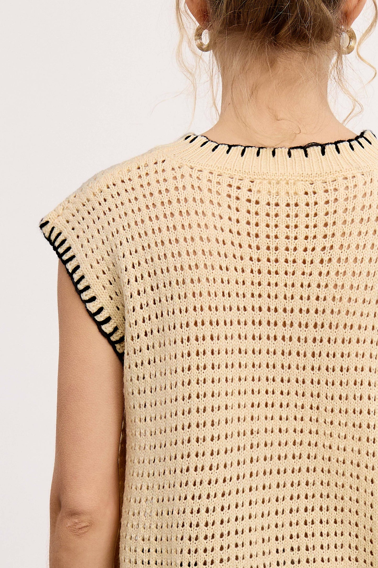 Crochet Knit Stitching Detailed Sleeveless Top