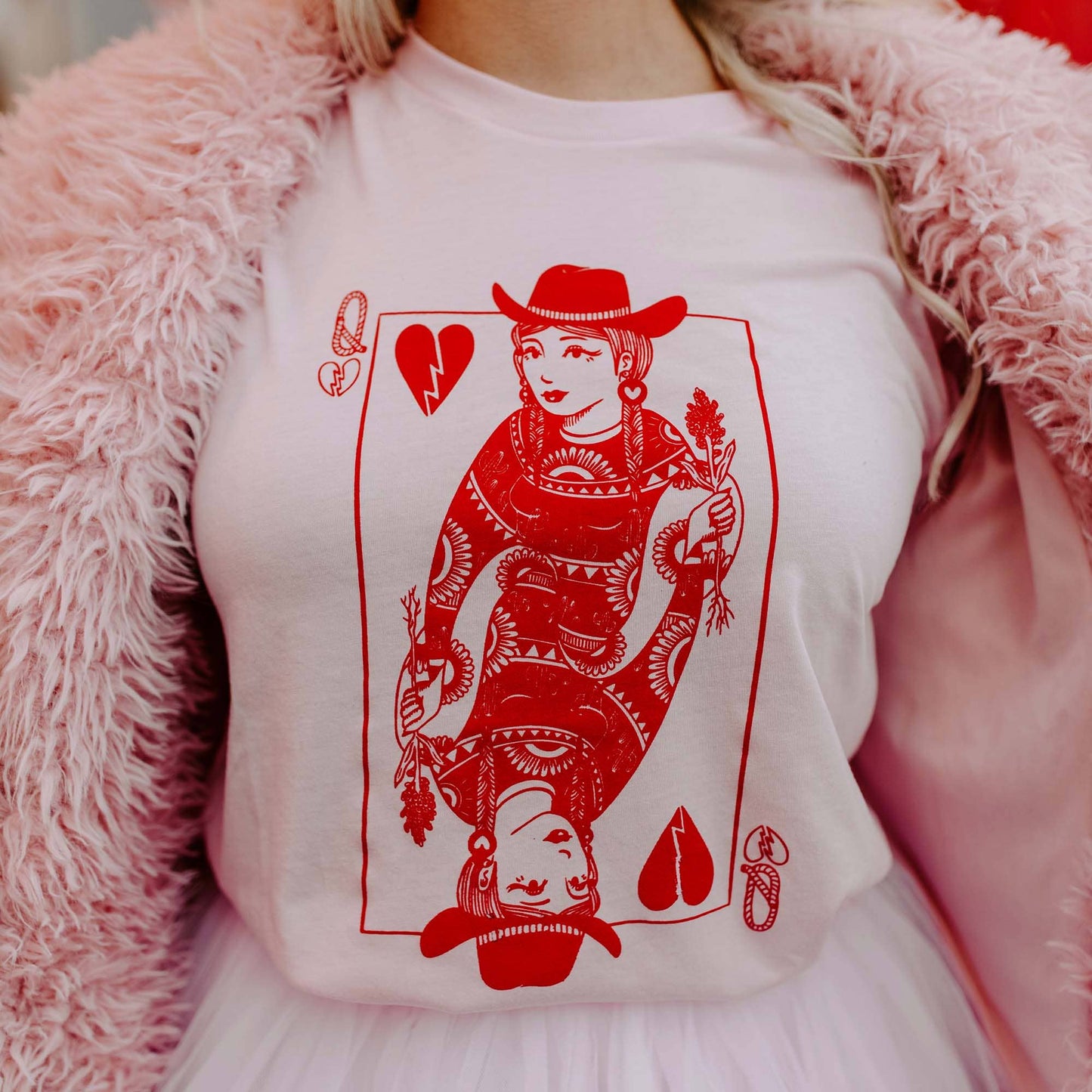 Queen of Hearts Pink Shirt, Valentine's Shirt - Whimsical Details