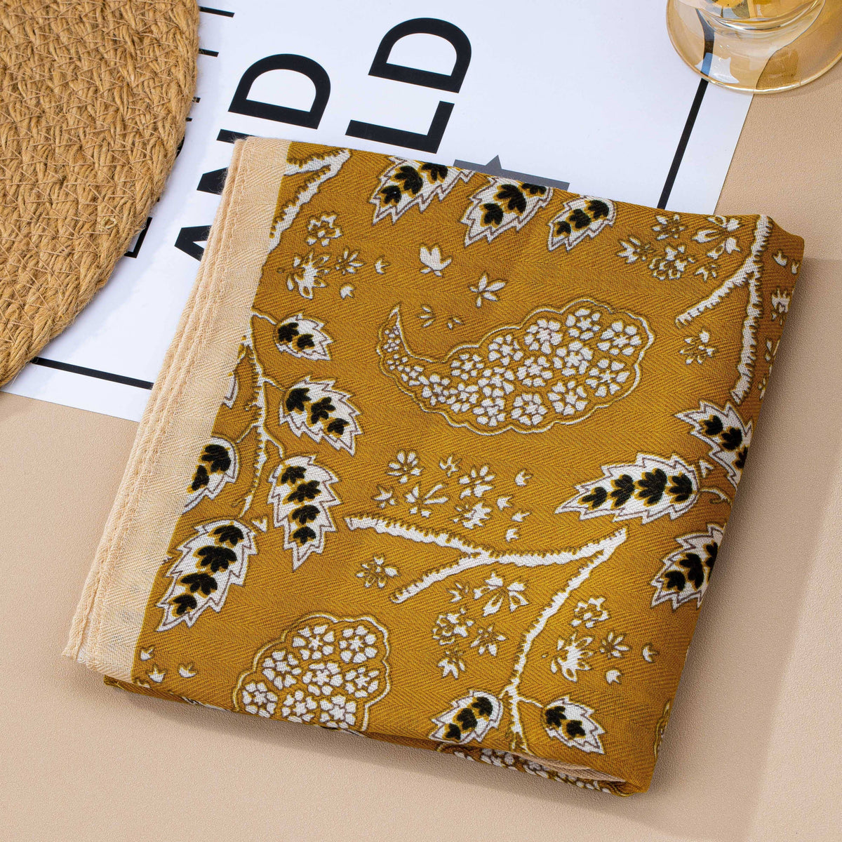 Vintage Botanical Floral Paisley Square Scarf