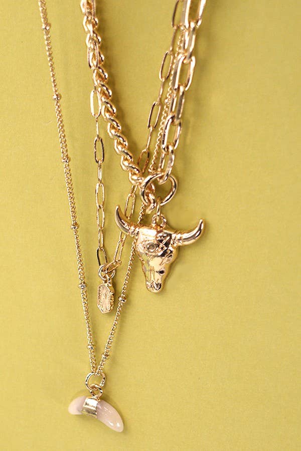 Kathryn Bull Horn Multi Layer Necklace