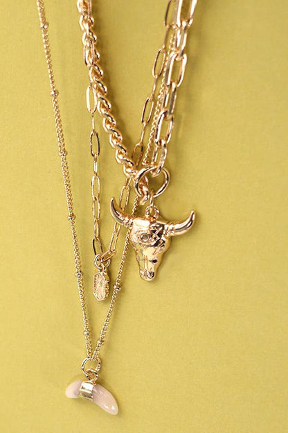 Kathryn Bull Horn Multi Layer Necklace