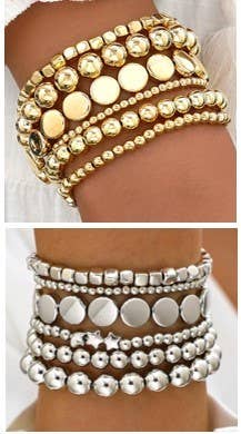 ELLIE MULTI BALL CHAIN BEAD MIX STRETCHABLE BRACELET