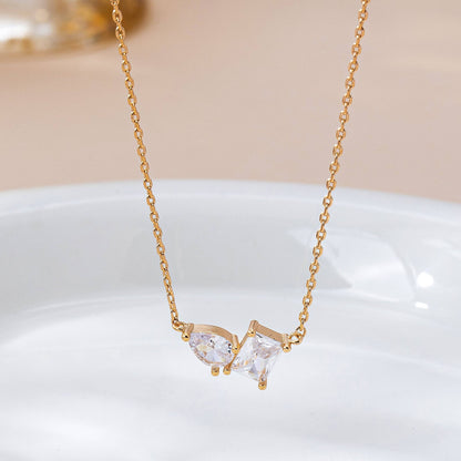 Bethanne Teardrop Rectangle Crystal Pendant Necklace