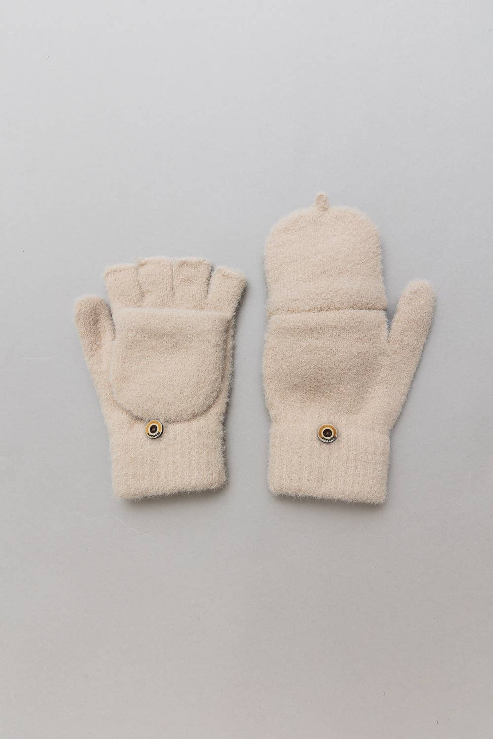 Winter Knit Convertible Fingerless Gloves with Mitten Flap - Whimsical Details - []