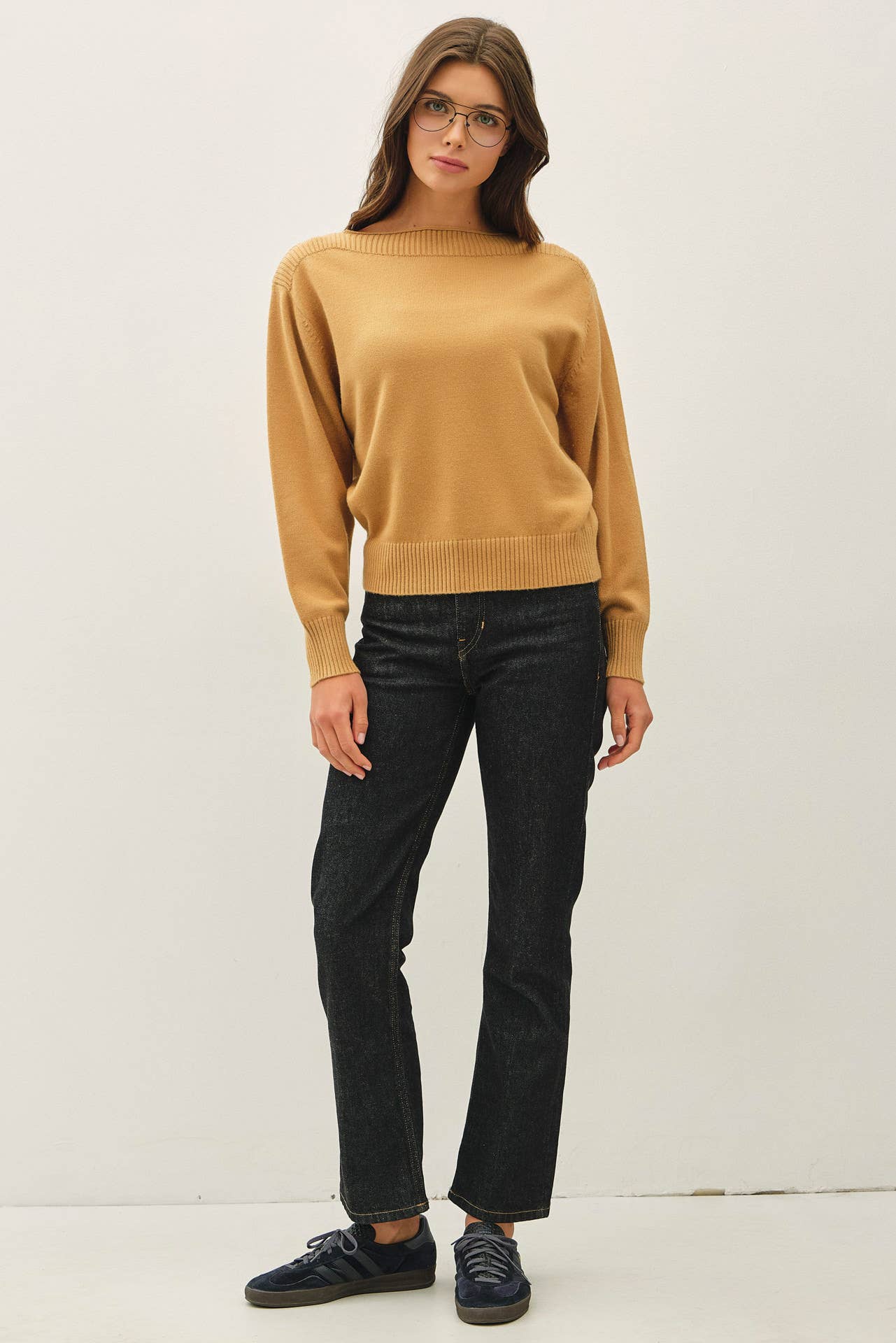 Rib Detail Boatneck Sweater