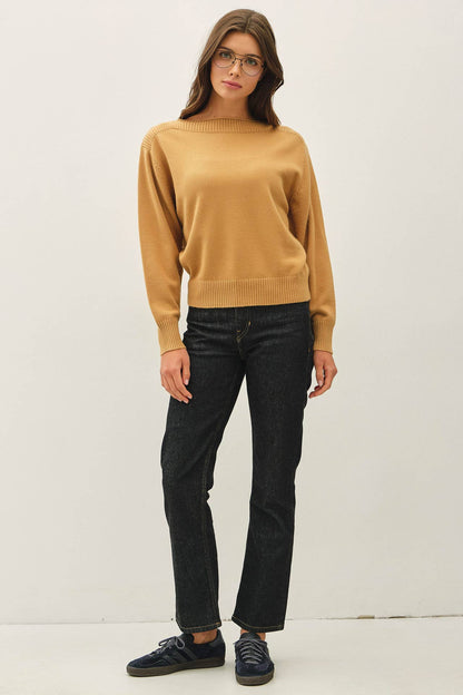 Rib Detail Boatneck Sweater