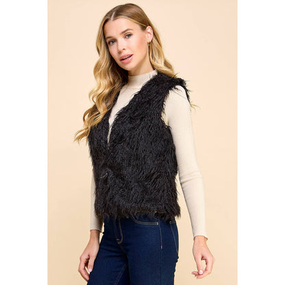 Open Front Fuzzy Vest - Whimsical Details