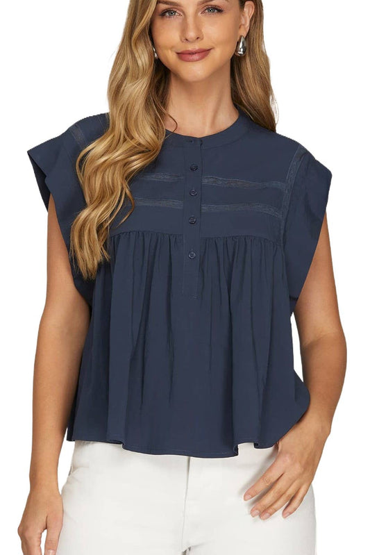 Front Button Woven Top