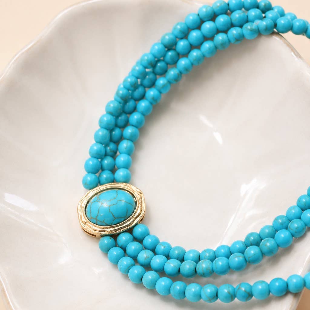 Becky Bohemian Multi Strand Turquoise Bead Necklace