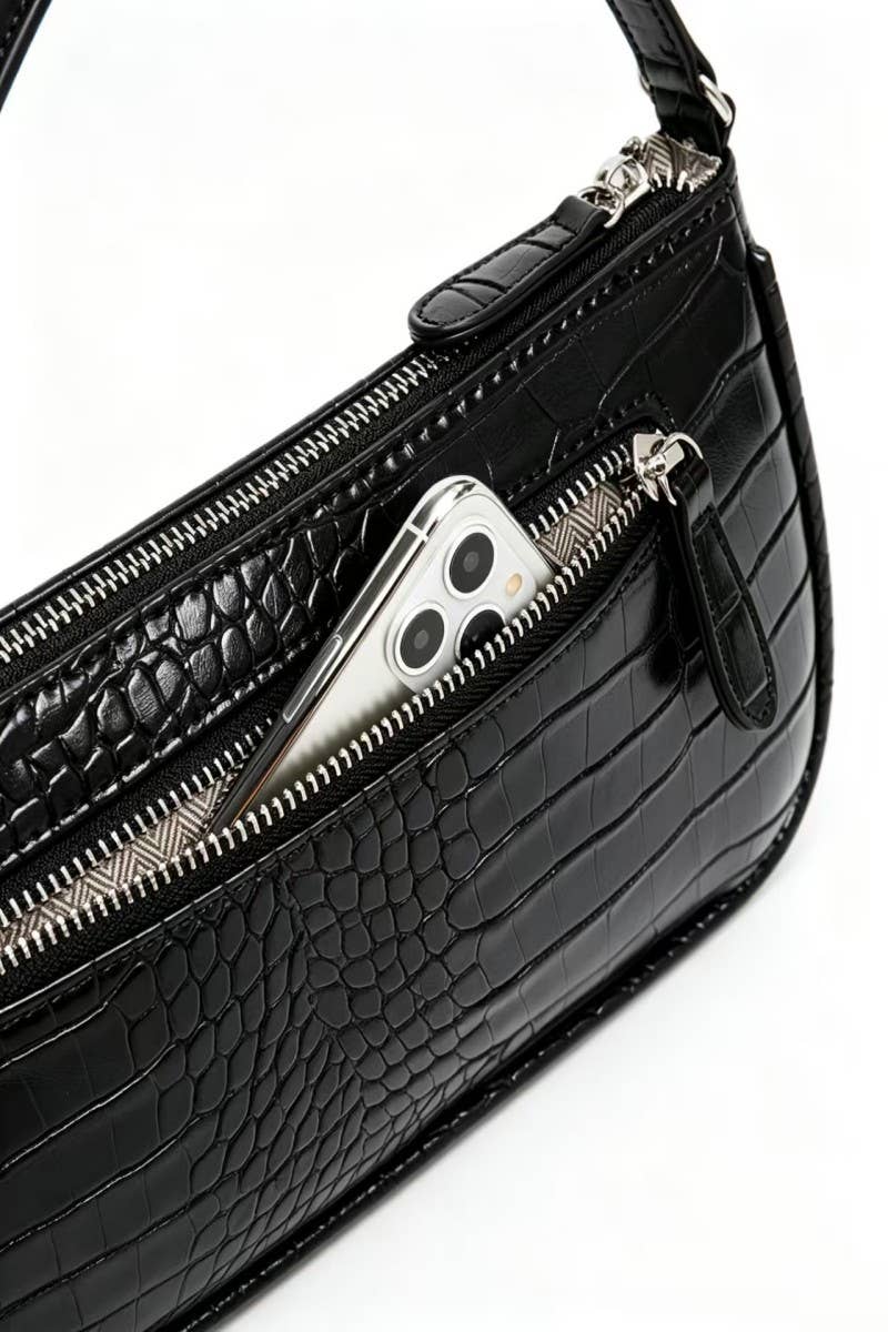 Crocodile Pattern Clutch Shoulder Tote