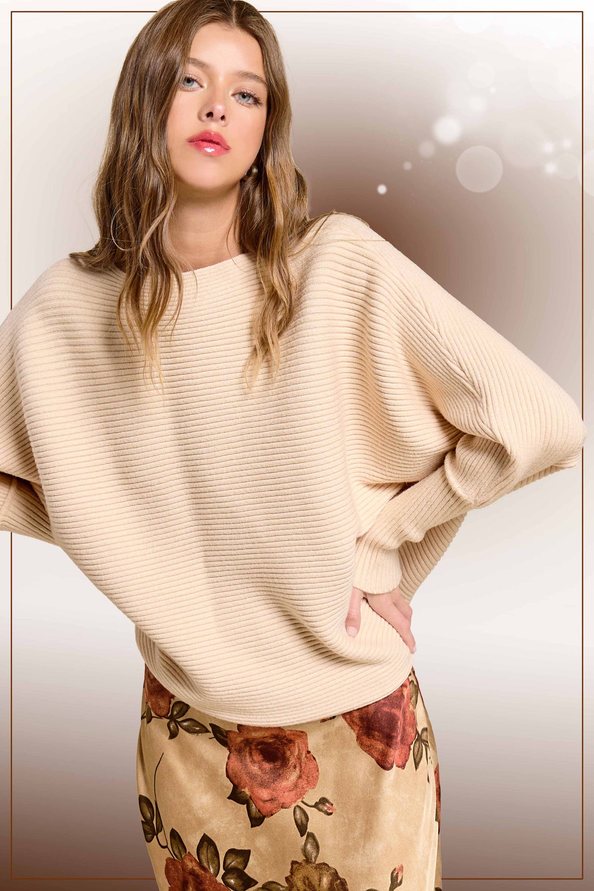 Slouchy Fit Bubble Sleeve Boat Neck Sweater