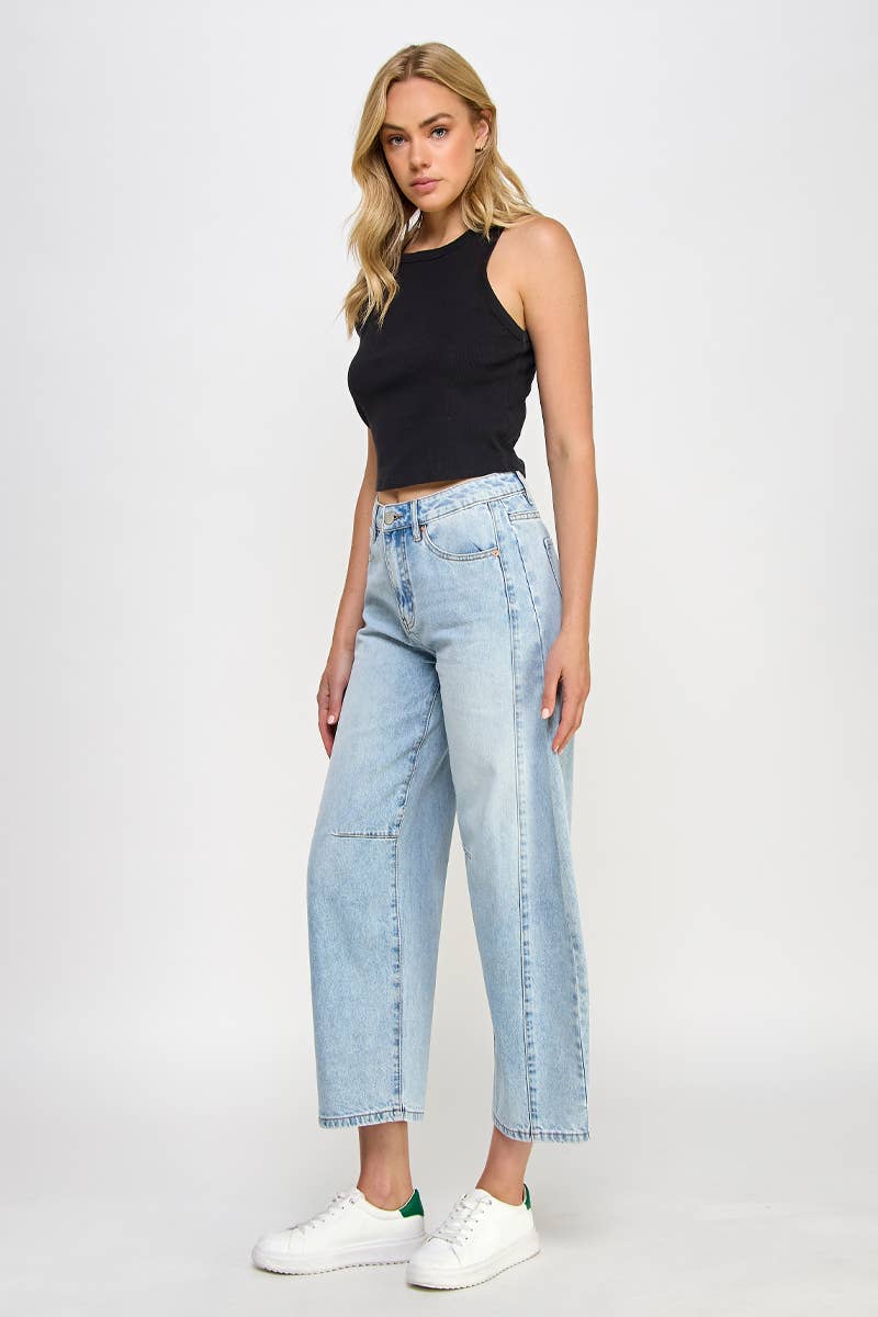 HIGH RISE BAGGY BARREL JEANS - Whimsical Details - ["baggy","barrel jeans","trendy"]