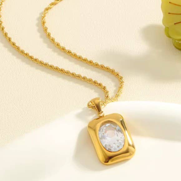 MACIE 18K STAINLESS STEEL TARNISH FREE RHINE NECKLACE