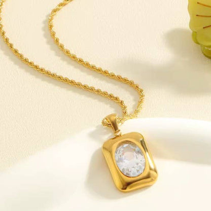 MACIE 18K STAINLESS STEEL TARNISH FREE RHINE NECKLACE