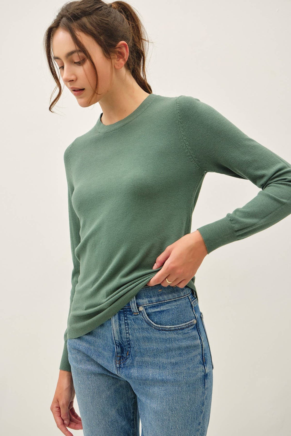 Basic Crew Neck Soft Knit Sweater