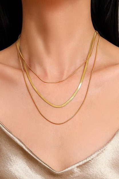 TELLA TITANIUM  STEEL NON-TARNISH LAYERED CHAIN NECKLACE