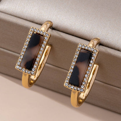 Tiffany Tortoise & Pavé Gold Hoop Earrings