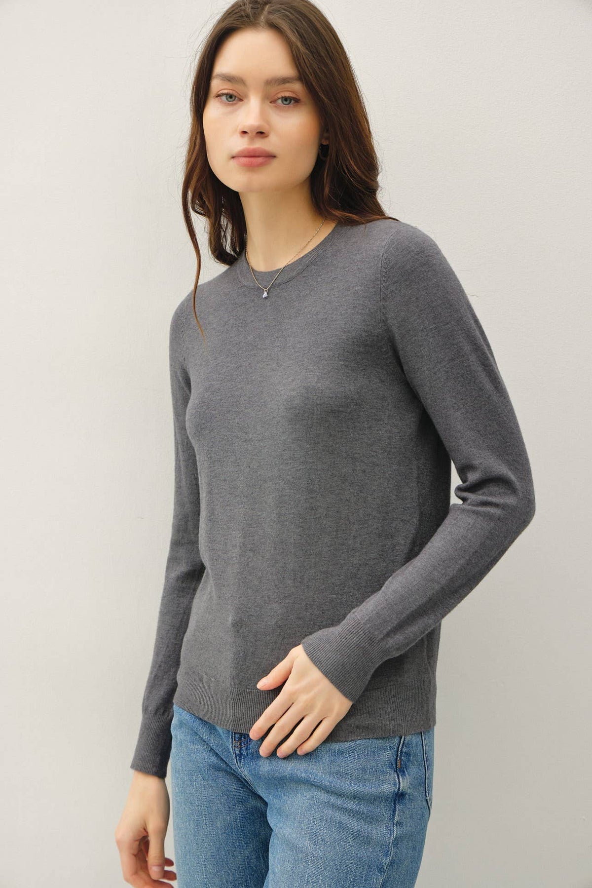 Basic Crew Neck Soft Knit Sweater