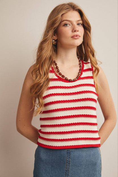 Striped Crochet Knit Tank