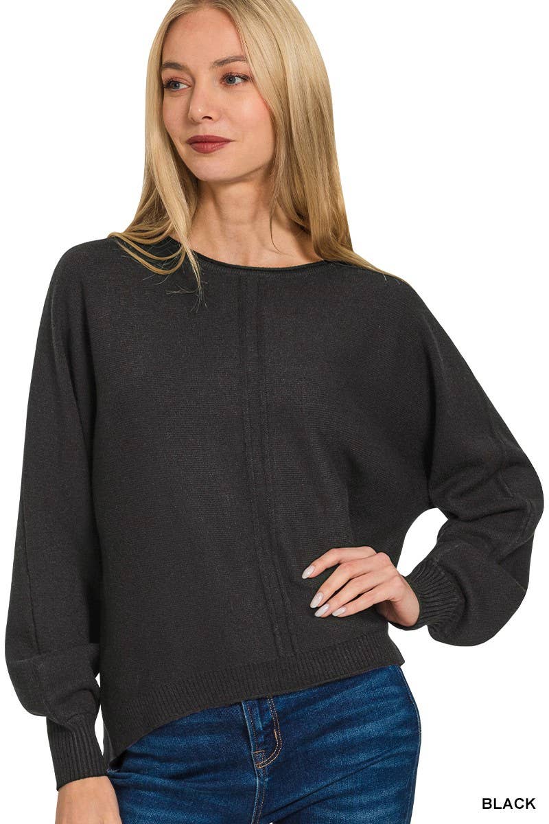 Viscose Front Seam Round Neck Sweater