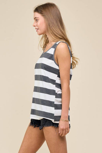 Striped Cami With Contrast Neck Band