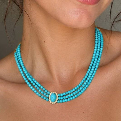 Becky Bohemian Multi Strand Turquoise Bead Necklace