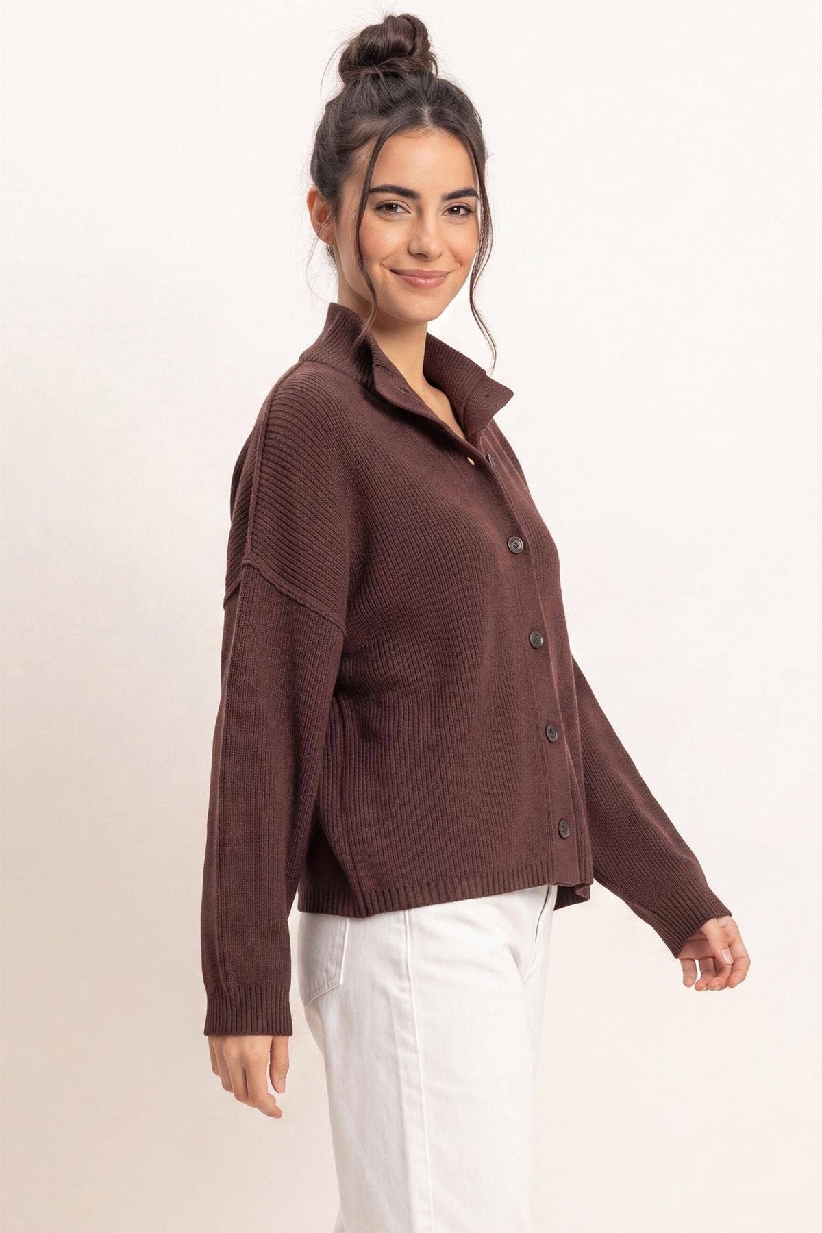 High Neck Oversized Cardigan