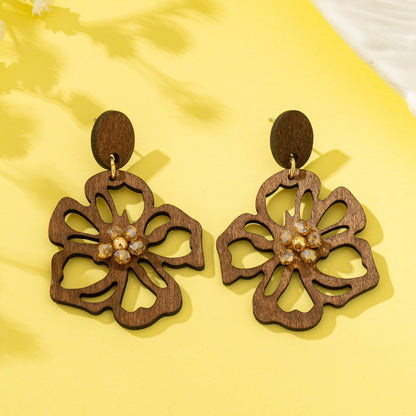 Sally Wooden Floral Drop Earrings