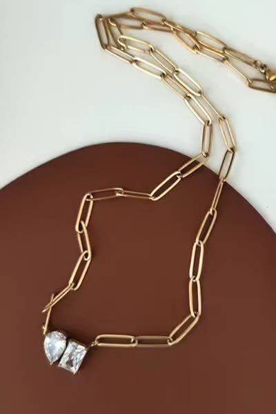 Heather 18K Stainless Steel Tarnish Free Rhinestone Necklace