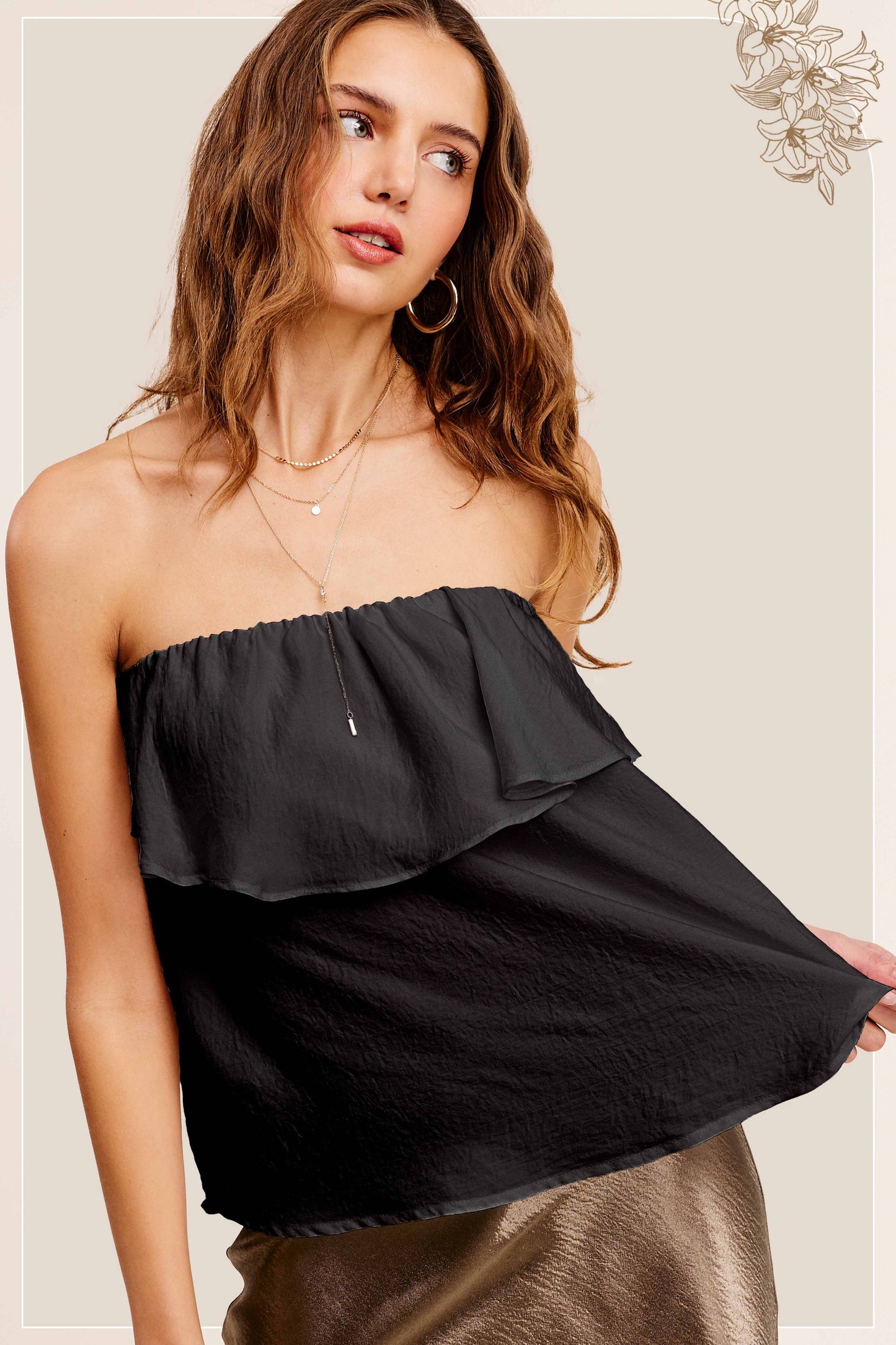 Off Shoulder Ruffle Detail Tube Top