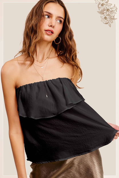 Off Shoulder Ruffle Detail Tube Top