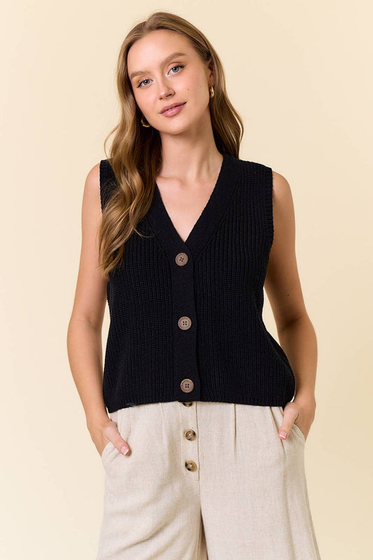 V-Neck Button Down Sweater Vest