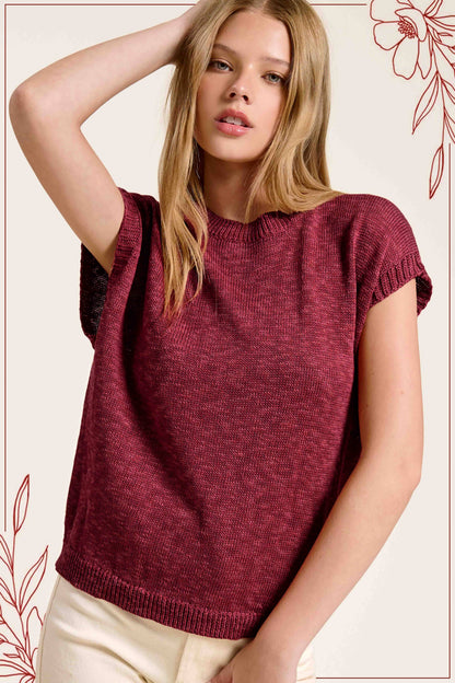 Loose Fit Sleeveless Ribbed Knit Crew Neck Top - Whimsical Details - ["Milk","sweater Tank","tank","tank top"]