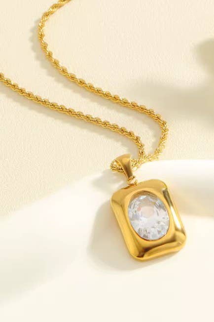 MACIE 18K STAINLESS STEEL TARNISH FREE RHINE NECKLACE