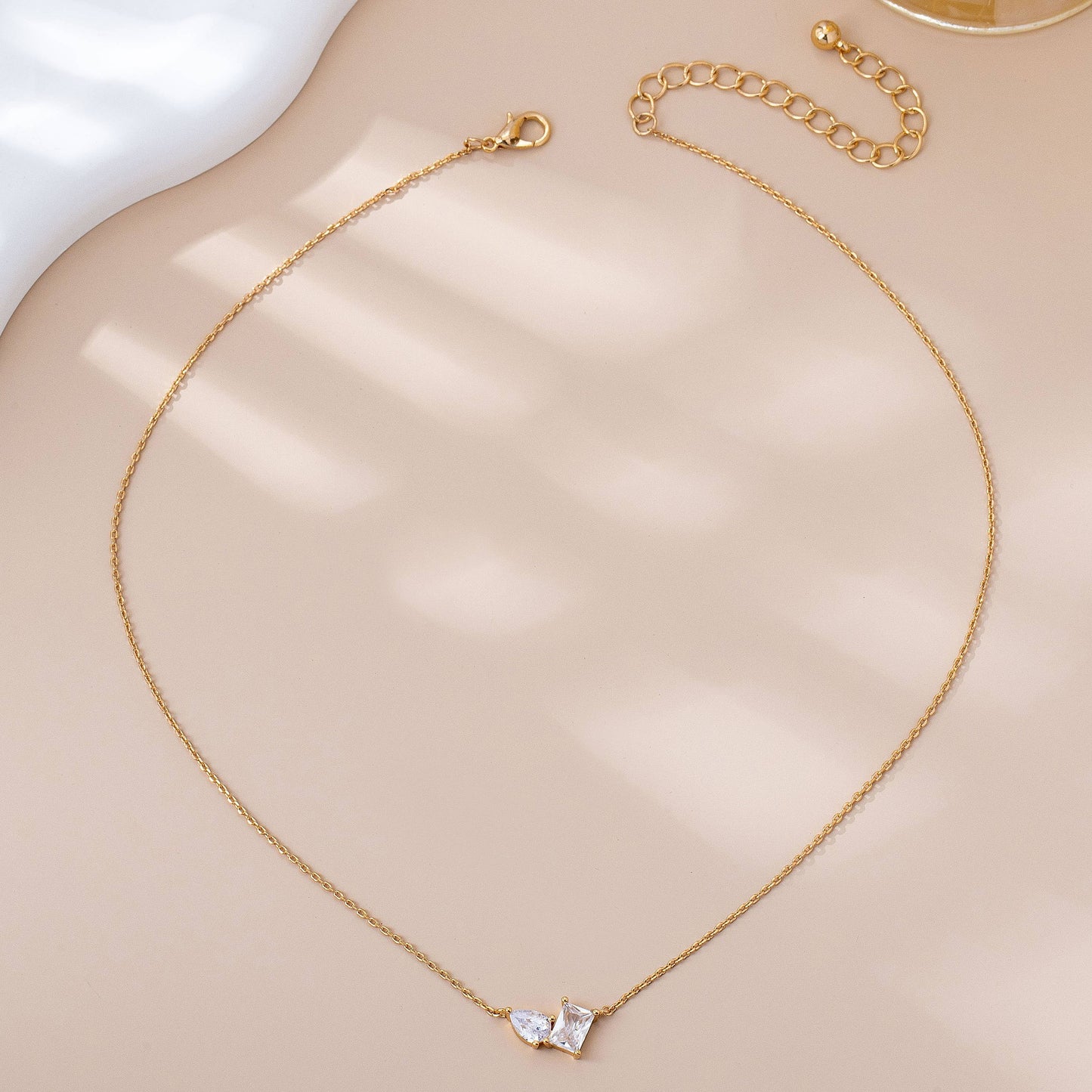 Bethanne Teardrop Rectangle Crystal Pendant Necklace