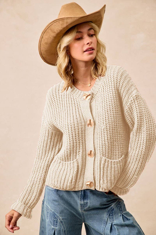 Sweater Cardigan With Front Pocket