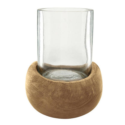 Medium Wooden Glass Hurricane