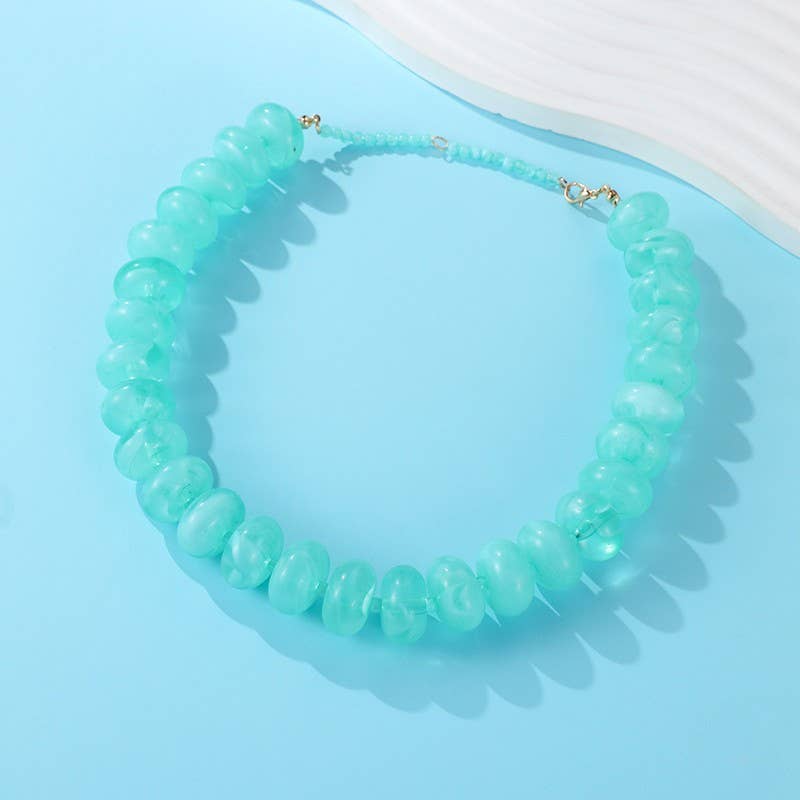 Judy Chunky Beaded Natural Swirl Statement Necklace