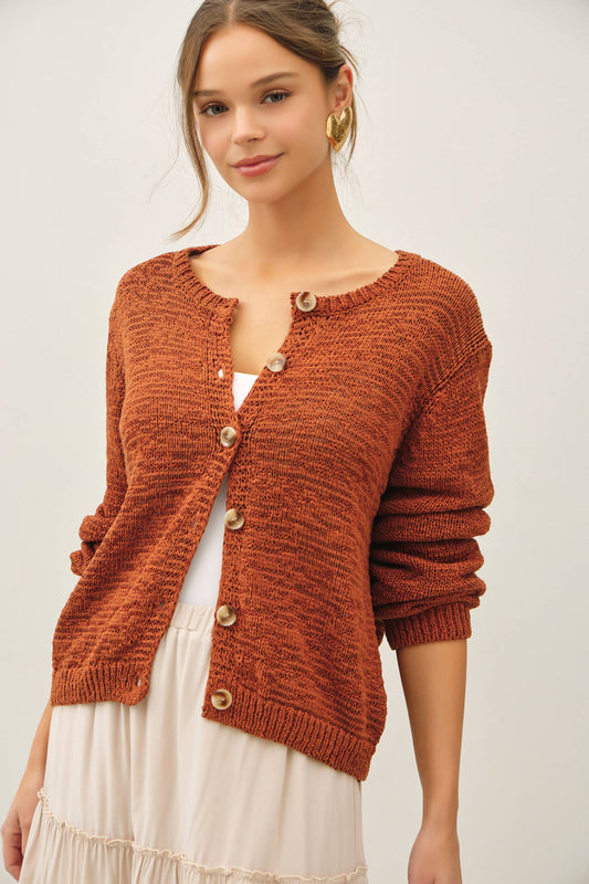 Volume Cuff Slubbed Cardigan