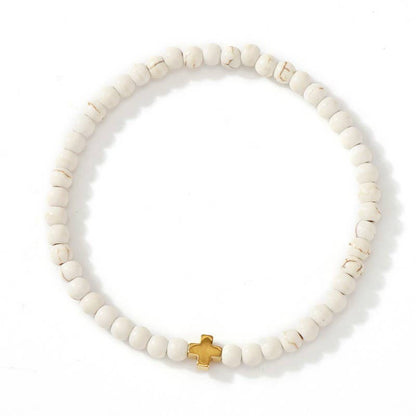 BOHO CROSS NATURAL STONE PERSONALIZED BRACELET | 40B5184 - Whimsical Details - []
