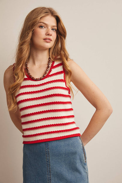 Striped Crochet Knit Tank