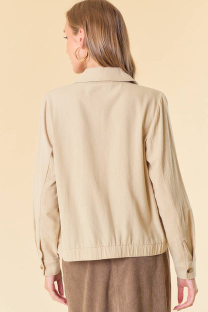 Ruched Bottom Crop Jacket w/ Double Pocket