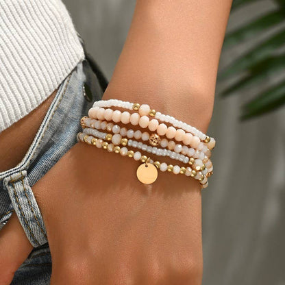 PALOMA MULTILAYER BEADED CHAIN DISC CHARM BRACELET