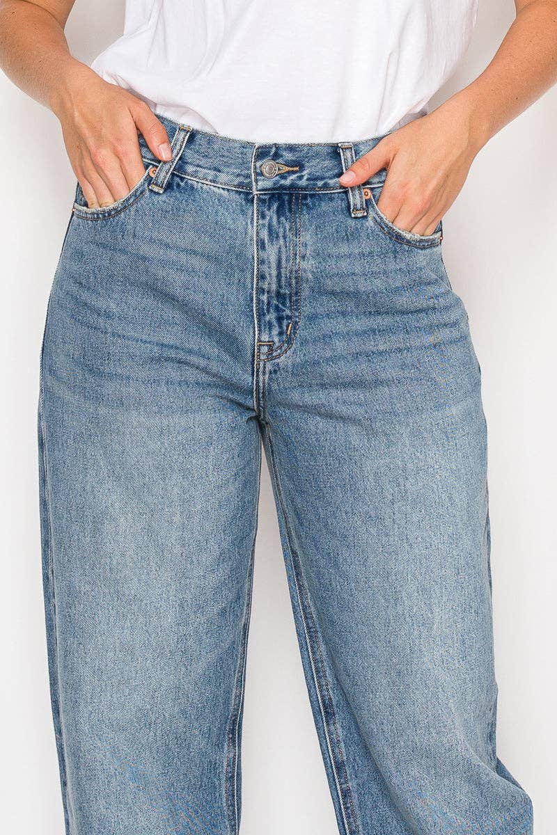 Tapered Mid Rise Wide Baggy Jean
