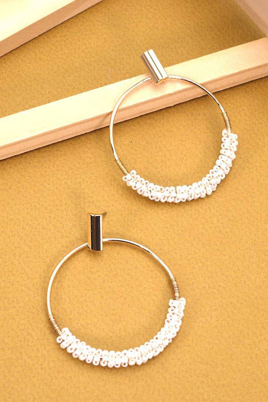 Ericka Glass Seed Bead Circle Drop Earrings