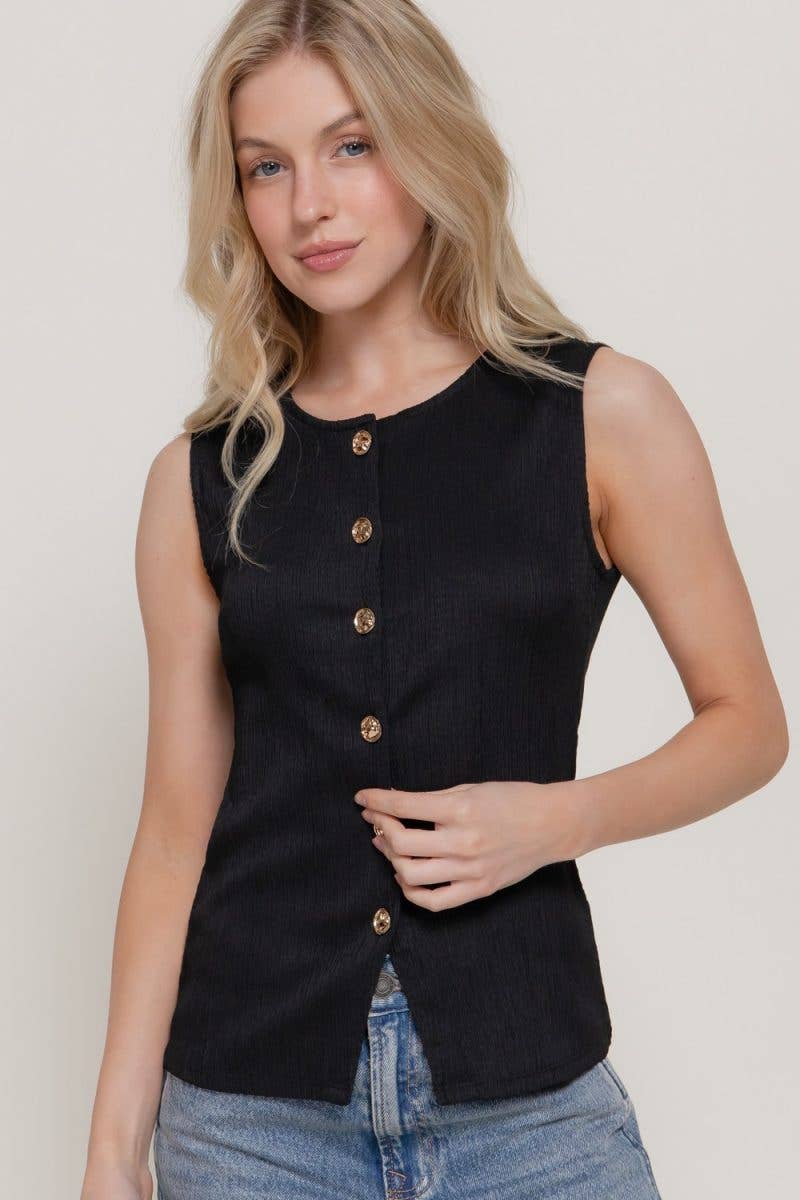 Sleeveless Texture Knit Vest