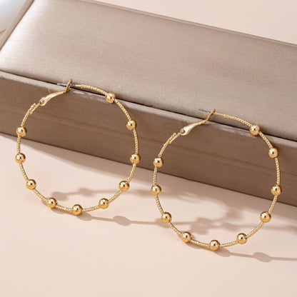 Classic Gold Ball Beaded Station Hoop Earrings - Whimsical Details - ["earrings"]