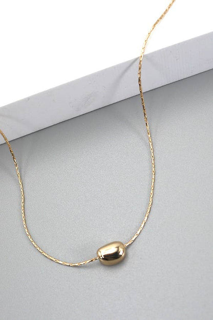 BOSTON BRASS DIAMOND CUT CHAIN BEAN CHARM NECKLACE